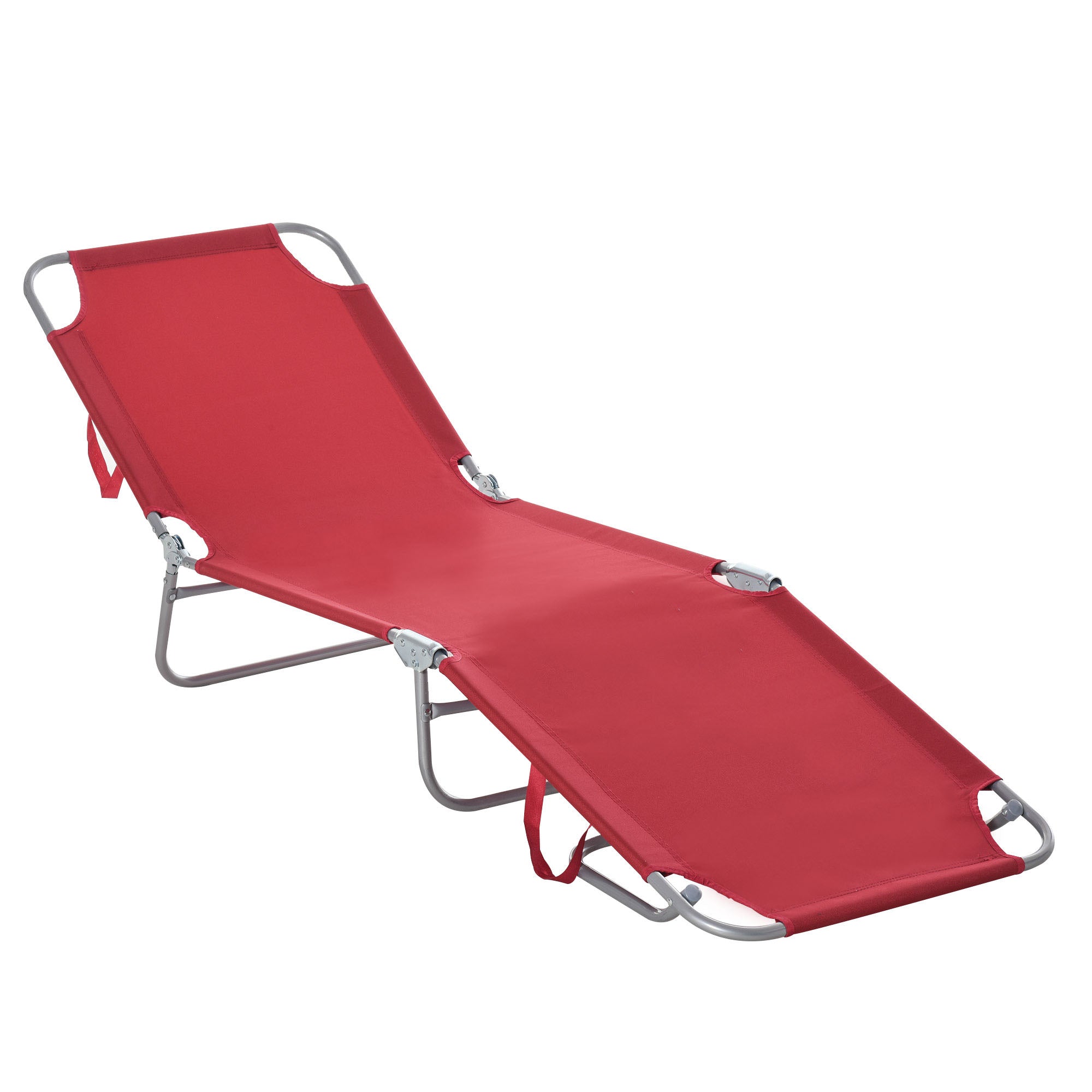 Foldable Sun Lounger Garden Lounger, Lounger Chair with 5-Position Adjustable Backrest, Weatherproof Camping Lounger, Garden Chair up to 120 kg load capacity, for Garden Holiday Outdoor Beach Pool, Burgundy