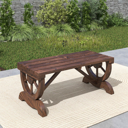 Wooden Garden Bench Weatherproof Bench Outdoor Furniture Rustic Bench Natural 98 x 50 x 39.5 cm