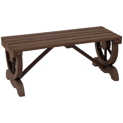 Wooden Garden Bench Weatherproof Bench Outdoor Furniture Rustic Bench Natural 98 x 50 x 39.5 cm