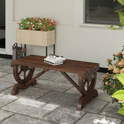 Wooden Garden Bench Weatherproof Bench Outdoor Furniture Rustic Bench Natural 98 x 50 x 39.5 cm