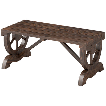 Wooden Garden Bench Weatherproof Bench Outdoor Furniture Rustic Bench Natural 98 x 50 x 39.5 cm