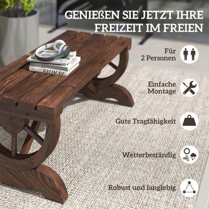 Wooden Garden Bench Weatherproof Bench Outdoor Furniture Rustic Bench Natural 98 x 50 x 39.5 cm