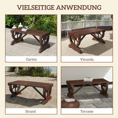 Wooden Garden Bench Weatherproof Bench Outdoor Furniture Rustic Bench Natural 98 x 50 x 39.5 cm