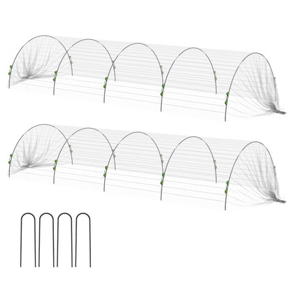 Garden Hoops for Greenhouse, Tunnel Greenhouse Arches with Net Cover, Flexible Arches and Fixing Clips, 200x80x41 cm, White