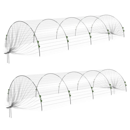 Garden Hoops for Greenhouse, Tunnel Greenhouse Arches with Net Cover, Flexible Arches and Fixing Clips, 200x80x41 cm, White