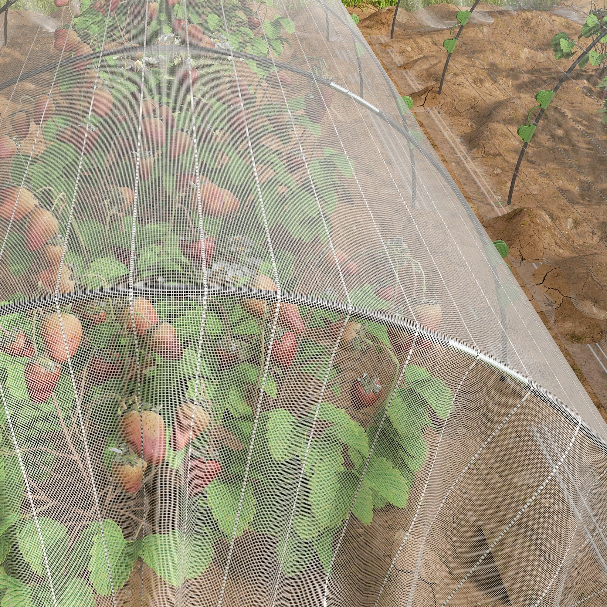 Garden Hoops for Greenhouse, Tunnel Greenhouse Arches with Net Cover, Flexible Arches and Fixing Clips, 200x80x41 cm, White
