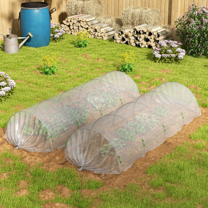Garden Hoops for Greenhouse, Tunnel Greenhouse Arches with Net Cover, Flexible Arches and Fixing Clips, 200x80x41 cm, White