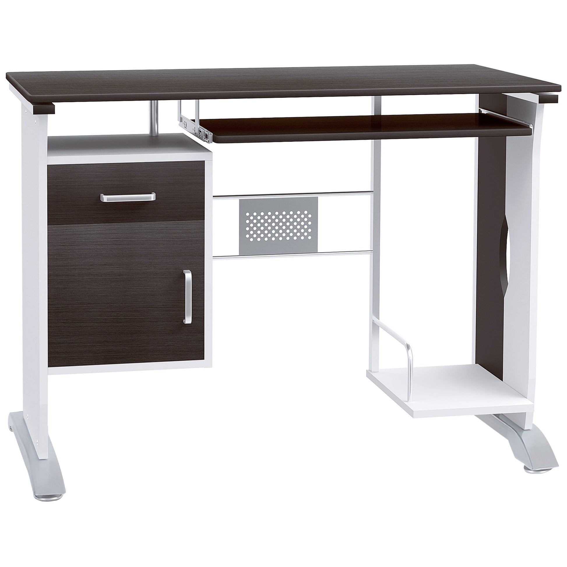 Contemporary Computer Desk 100L x 52W x 75H cm Black Walnut and White