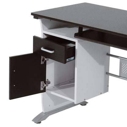 Contemporary Computer Desk 100L x 52W x 75H cm Black Walnut and White