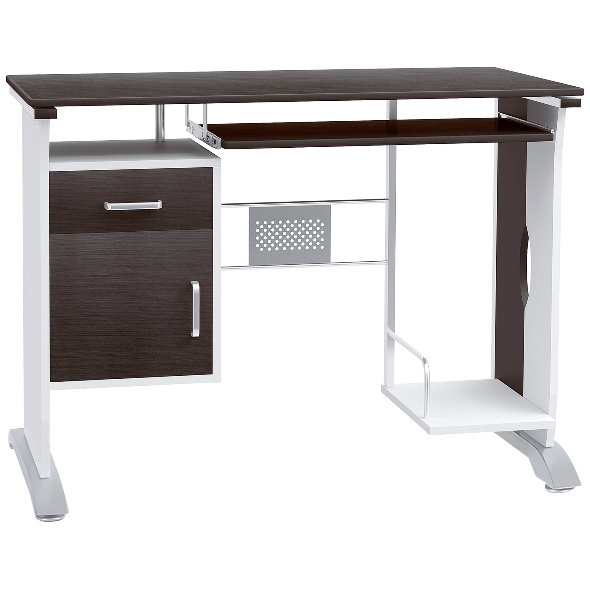 Contemporary Computer Desk 100L x 52W x 75H cm Black Walnut and White