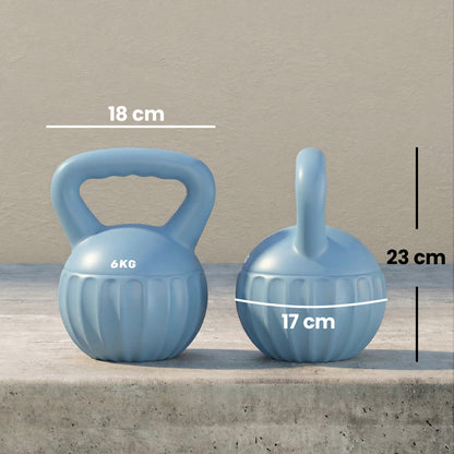 SPORTNOW 6 kg (13.2 lb) Sand-Filled Kettlebell — Blue, Non-Slip Handle, Stable Base — Home Strength Training