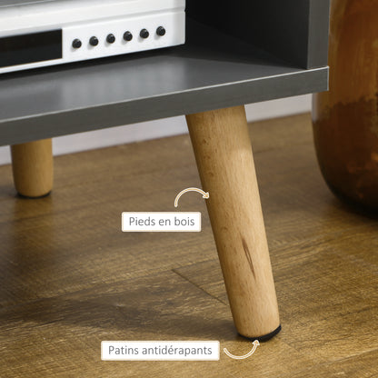 TV Stand TV Bench for up to 55-Inch TV Scandinavian Design 2 Doors 2 Shelves with Cable Management 150 x 35 x 45 cm Dark Grey