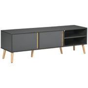 TV Stand TV Bench for up to 55-Inch TV Scandinavian Design 2 Doors 2 Shelves with Cable Management 150 x 35 x 45 cm Dark Grey
