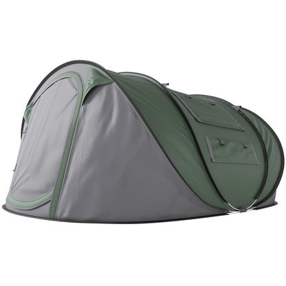 4-5 Person Pop Up Camping Tent Instant Tent with Windows Pockets and Waterproof UV-Resistant Carrying Bag 263.5x220x123 cm Green and Gray