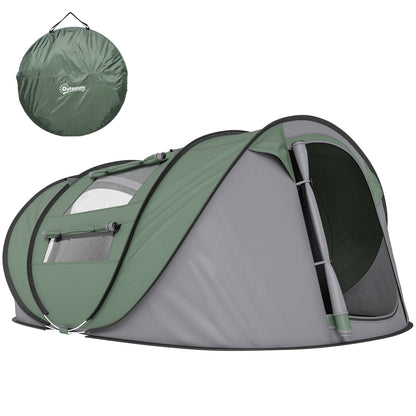 4-5 Person Pop Up Camping Tent Instant Tent with Windows Pockets and Waterproof UV-Resistant Carrying Bag 263.5x220x123 cm Green and Gray
