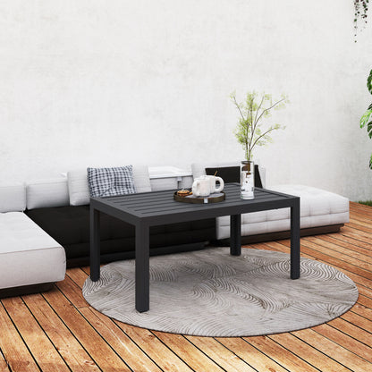 Rectangular Steel Balcony Coffee Table – Weather-Resistant Outdoor/Patio Coffee Table, 101.5 x 61 x 46 cm (40" x 24" x 18"), Gray