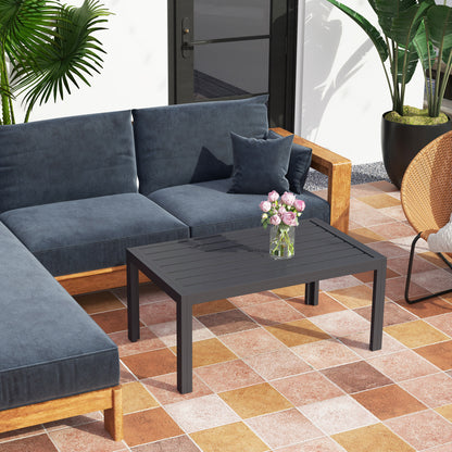 Rectangular Steel Balcony Coffee Table – Weather-Resistant Outdoor/Patio Coffee Table, 101.5 x 61 x 46 cm (40" x 24" x 18"), Gray