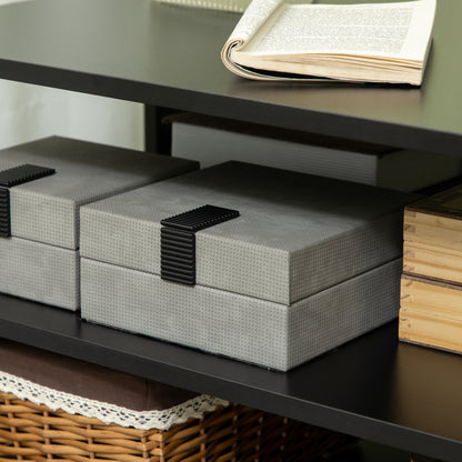 Asymmetrical Coffee Table with Shelves, Square Wooden Living Room Table with Adjustable Feet, 60x60x45cm, Black