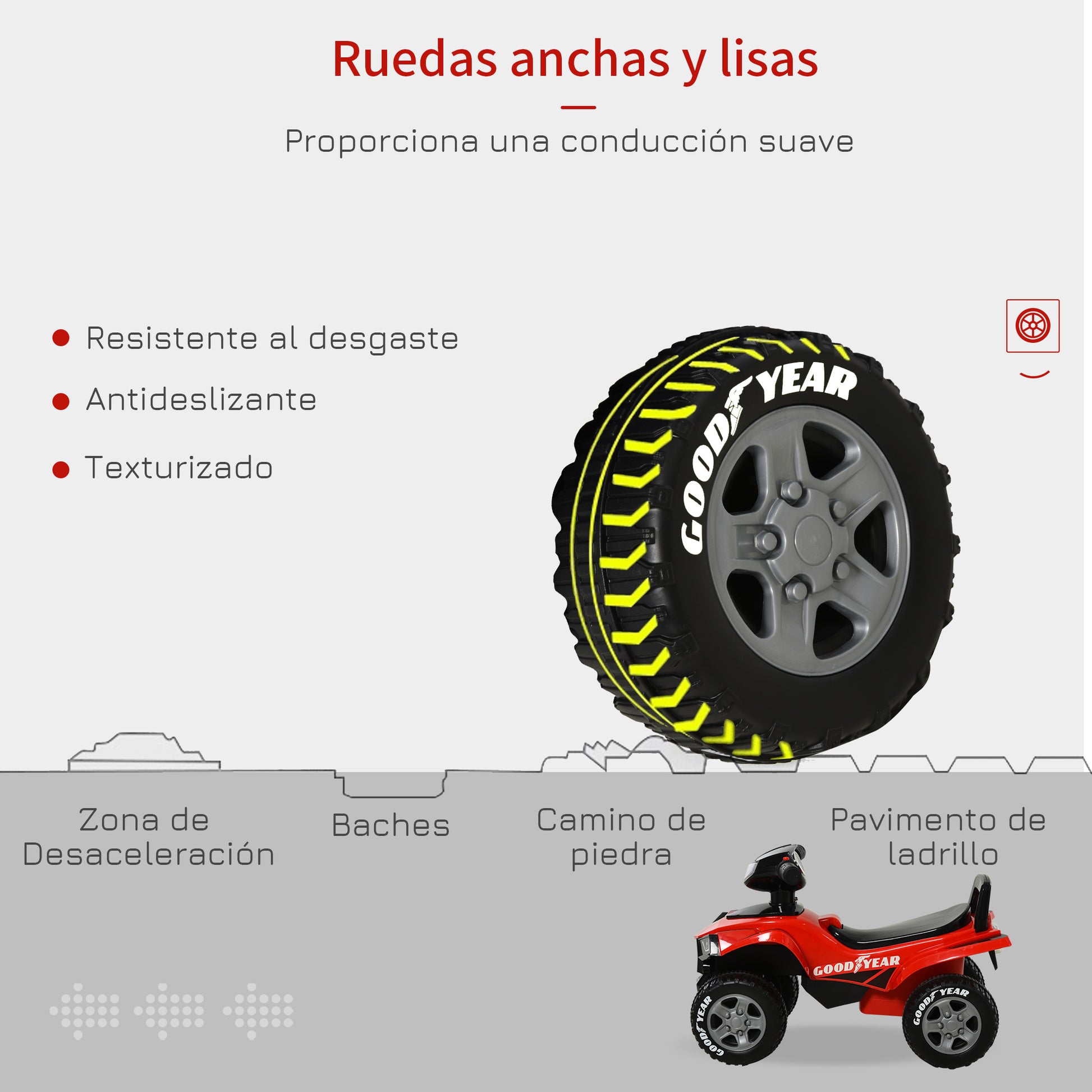 Kids' Pedal-Free Quad for Children Ages 18-36 Months ATV with Lights, Horn, and Secret Storage Space 60x31x42 cm Red