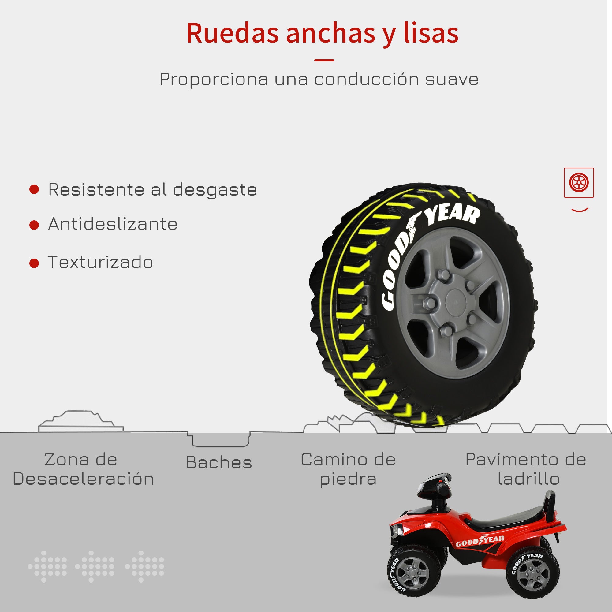 Kids' Pedal-Free Quad for Children Ages 18-36 Months ATV with Lights, Horn, and Secret Storage Space 60x31x42 cm Red