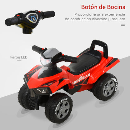 Kids' Pedal-Free Quad for Children Ages 18-36 Months ATV with Lights, Horn, and Secret Storage Space 60x31x42 cm Red