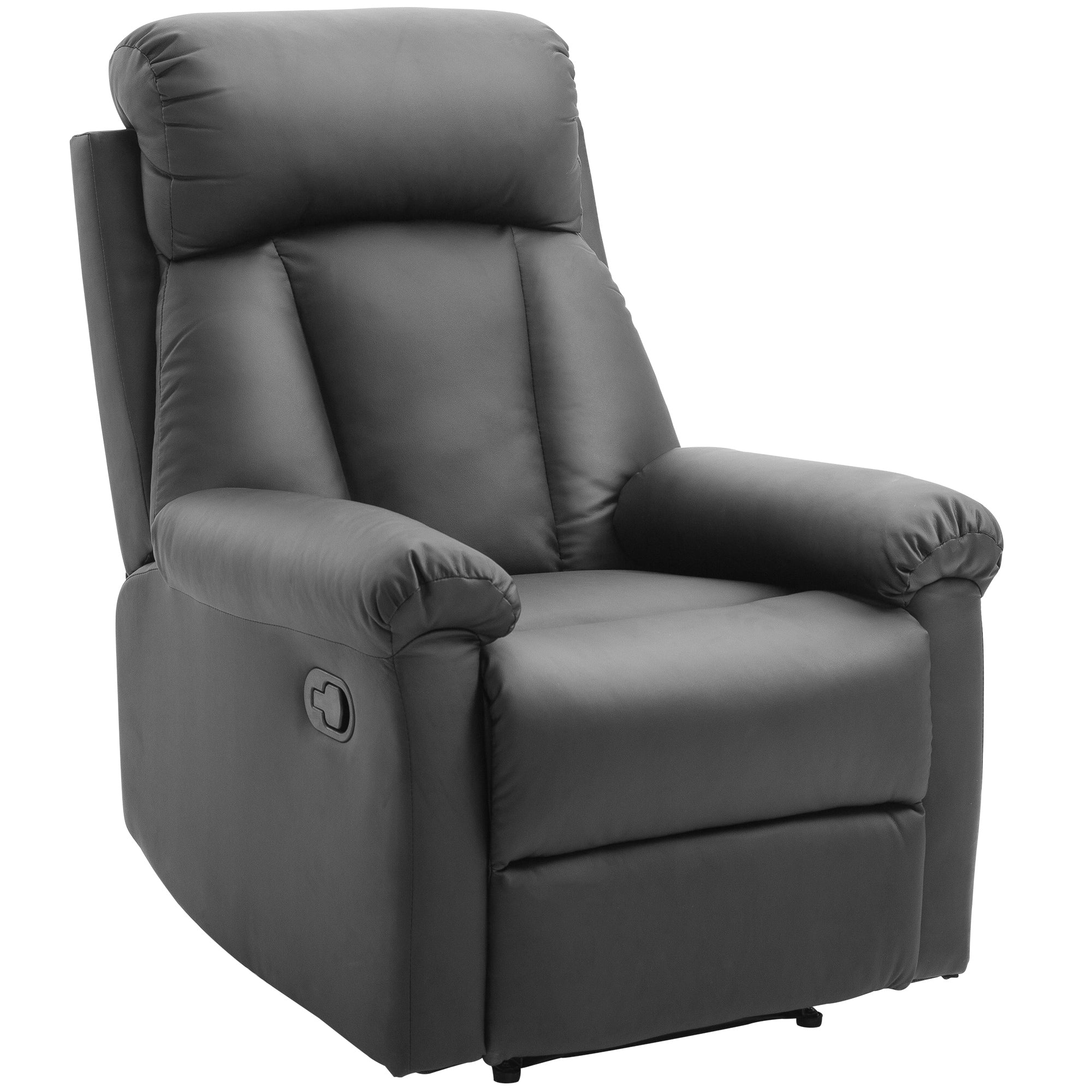Reclining Relax Armchair Upholstered in PU with Retractable Footrest High Backrest Padded Armrests and Seat Thick 31.5x38.2x42.1 inches Black