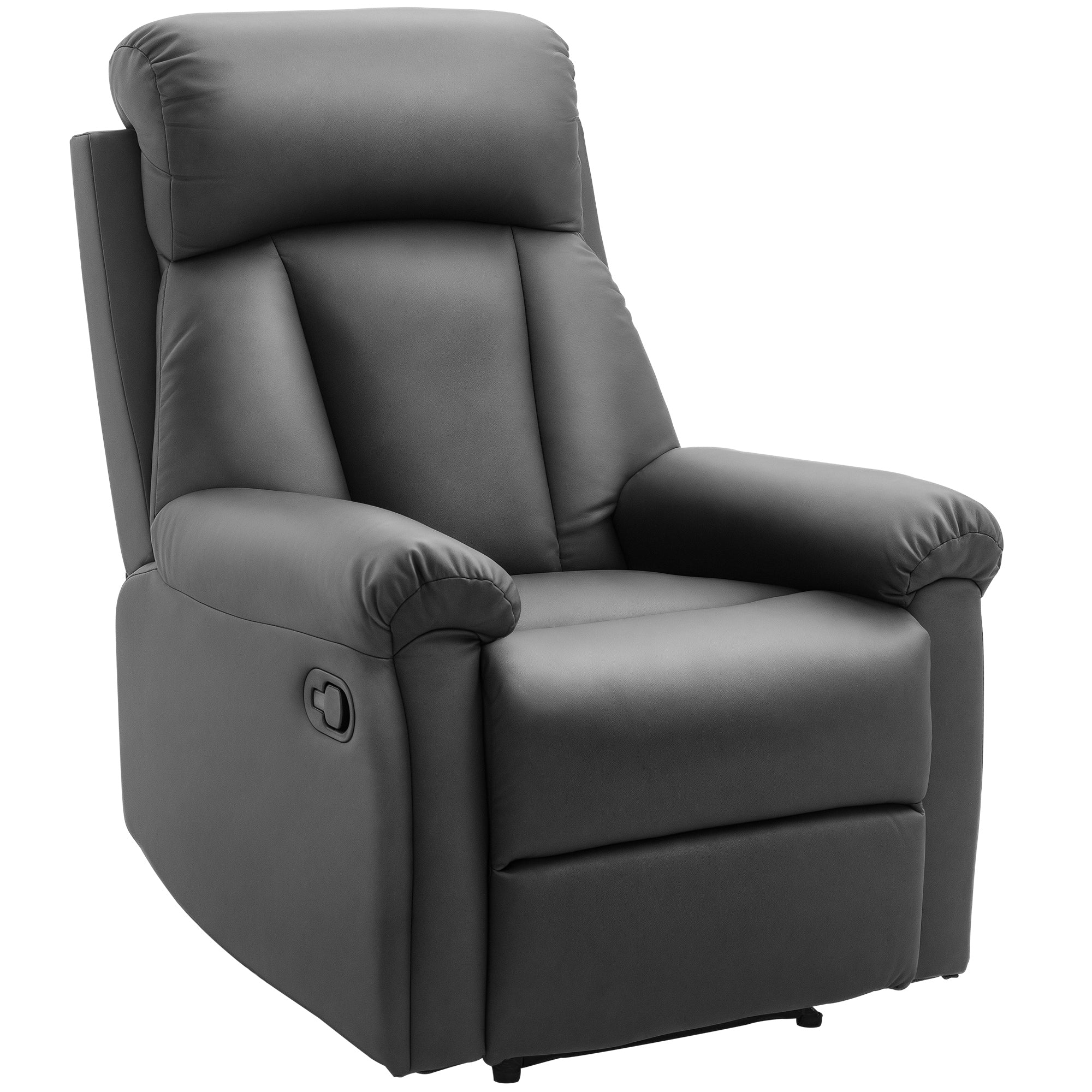 Reclining Relax Armchair Upholstered in PU with Retractable Footrest High Backrest Padded Armrests and Seat Thick 31.5x38.2x42.1 inches Black