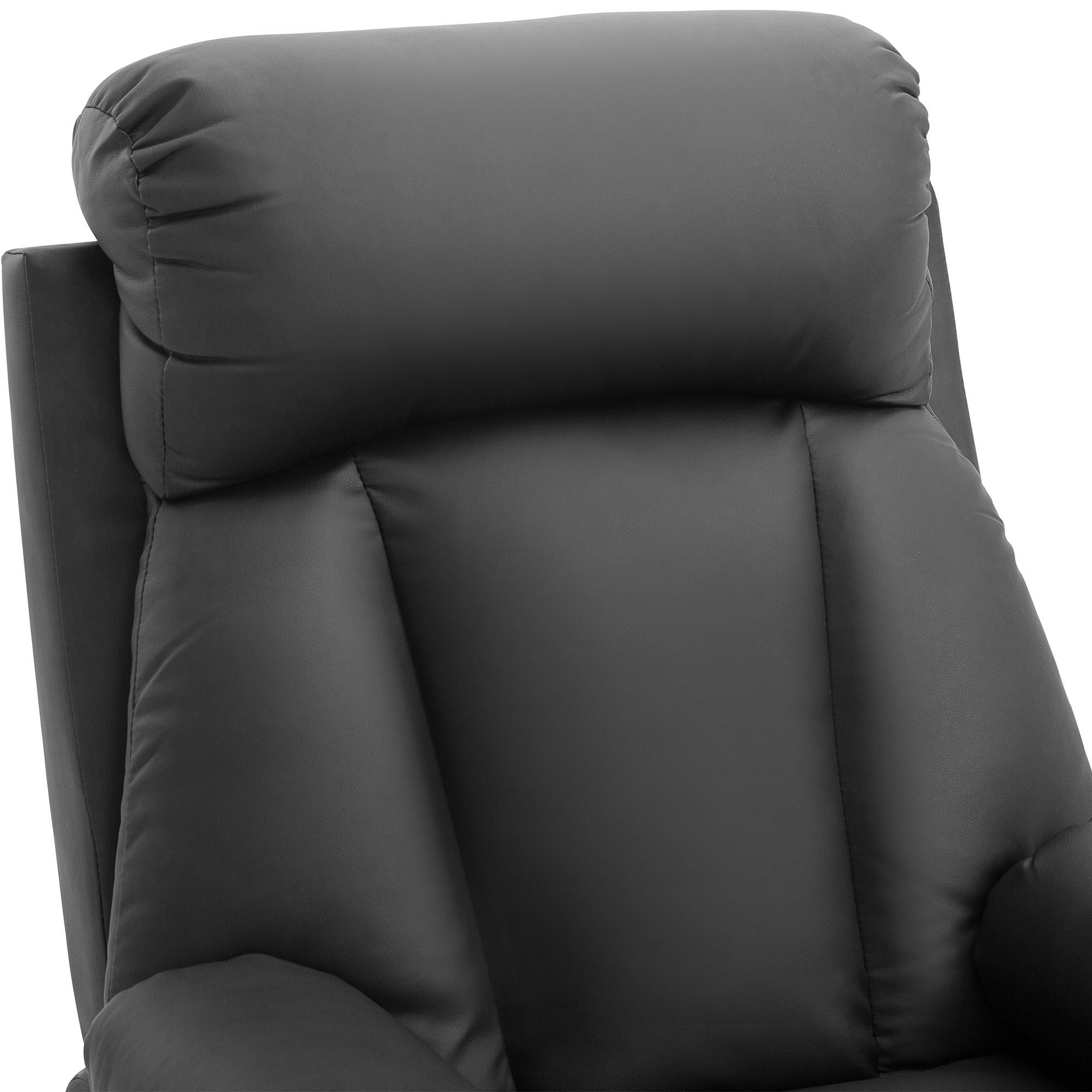 Reclining Relax Armchair Upholstered in PU with Retractable Footrest High Backrest Padded Armrests and Seat Thick 31.5x38.2x42.1 inches Black