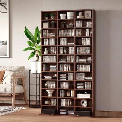 CD/DVD Storage Shelf Storage Unit for 1116 CDs 36 Height-Adjustable Compartments 102 x 24 x 195 cm Brown
