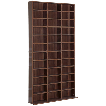 CD/DVD Storage Shelf Storage Unit for 1116 CDs 36 Height-Adjustable Compartments 102 x 24 x 195 cm Brown