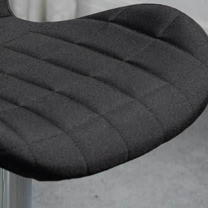 Set of 2 Contemporary Design Bar Stools Adjustable Seat Height 59-81 cm 360° Swivel Linen Black