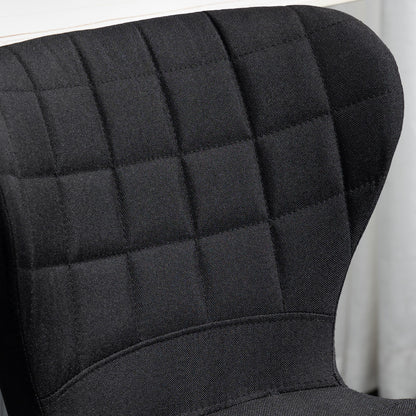 Set of 2 Contemporary Design Bar Stools Adjustable Seat Height 59-81 cm 360° Swivel Linen Black