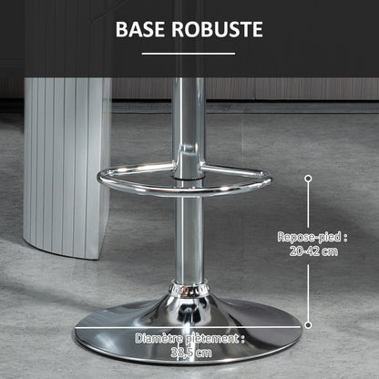 Set of 2 Contemporary Design Bar Stools Adjustable Seat Height 59-81 cm 360° Swivel Linen Black