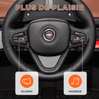 Electric Children's Car UTV, Electric Children's Buggy, with 2.4Ghz remote control, 2 12V motors, 2 speeds, music, horn, lights, for children 3-5 years old, brown