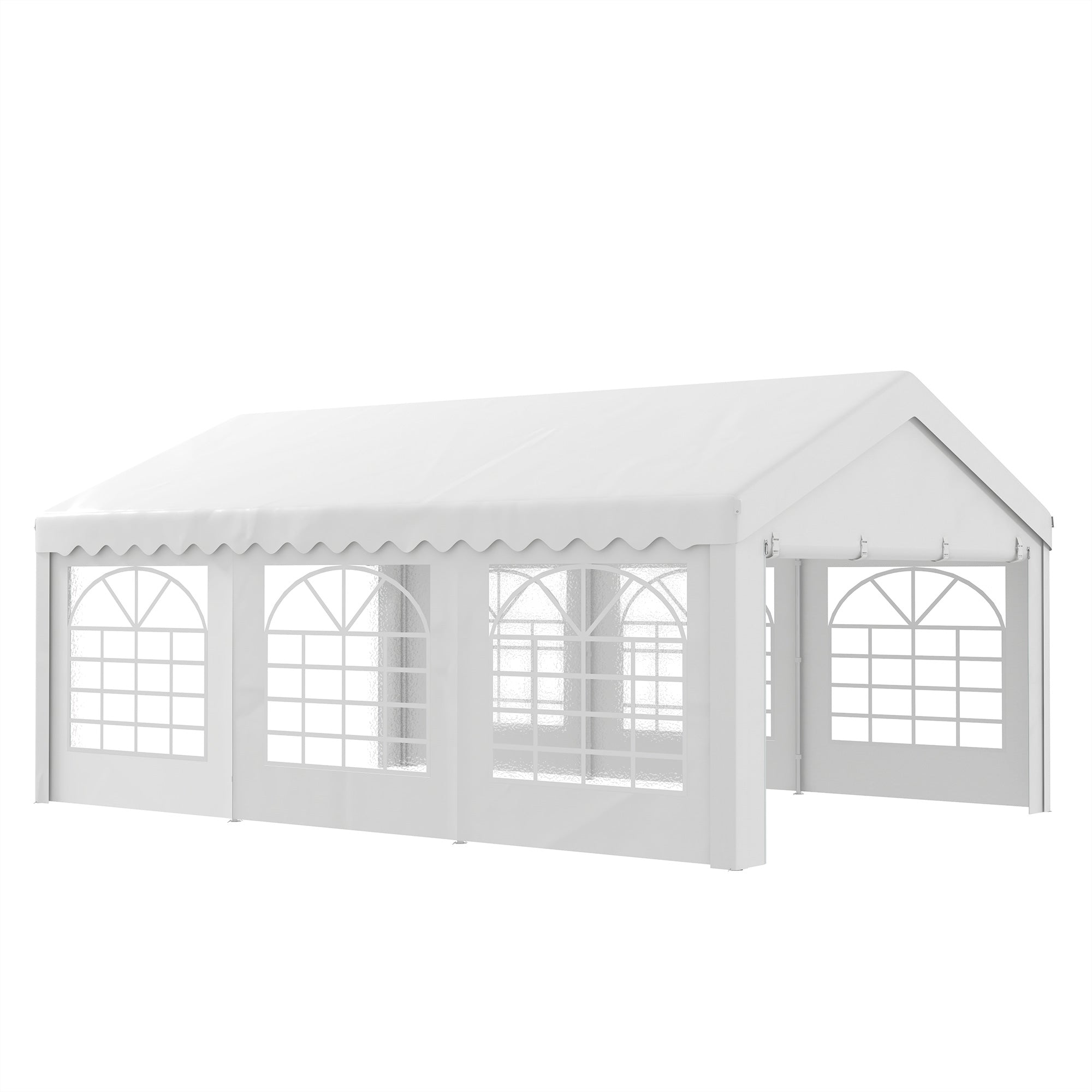 Party Gazebo Carport 6x4m Pergola Canopy Pavilion 4 Side Panels Windows Anti-UV for Events Weddings Steel PE White