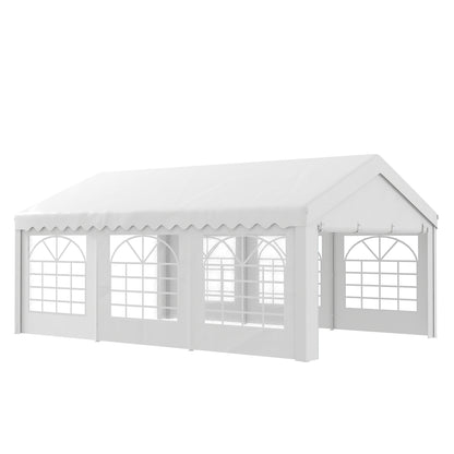 Party Gazebo Carport 6x4m Pergola Canopy Pavilion 4 Side Panels Windows Anti-UV for Events Weddings Steel PE White
