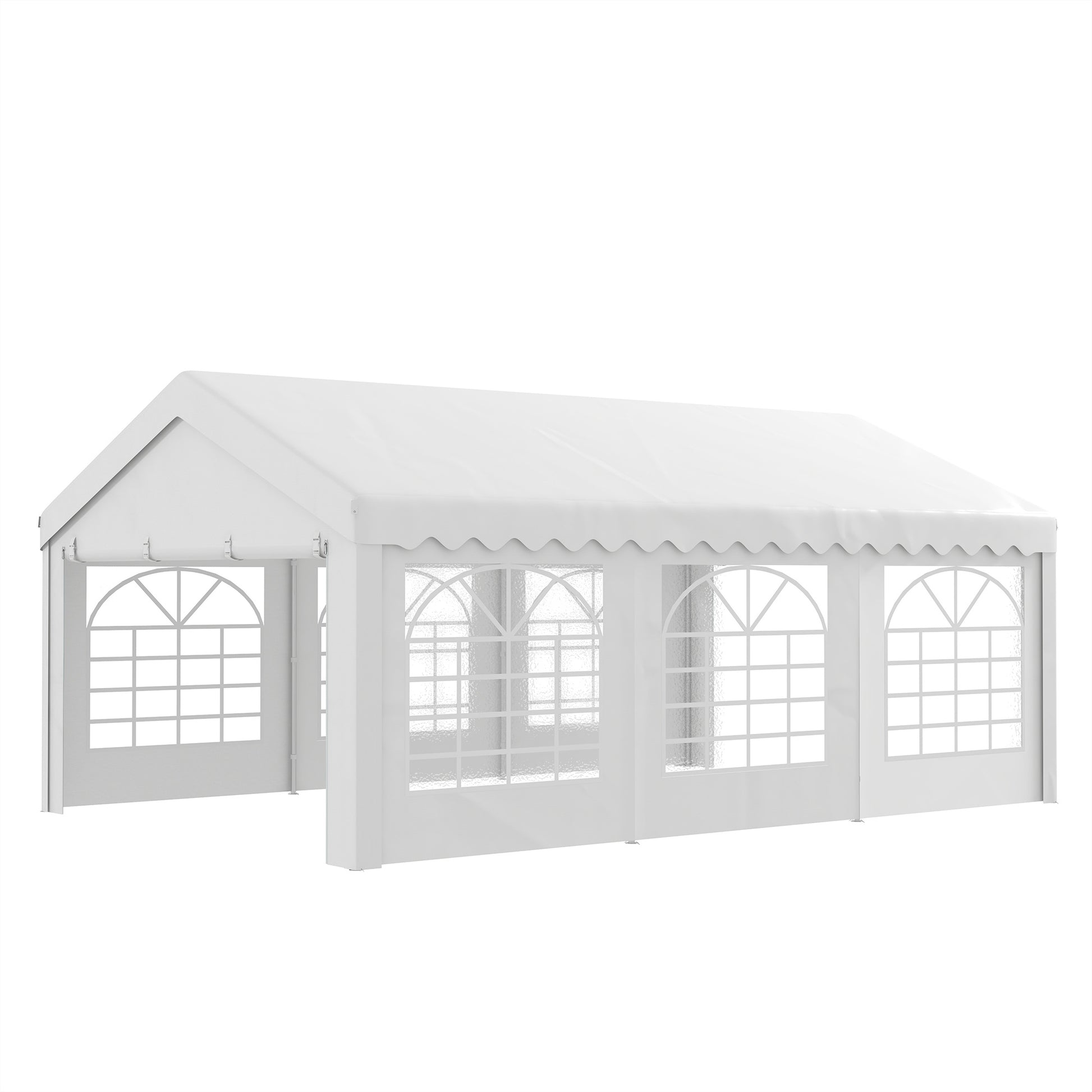 Party Gazebo Carport 6x4m Pergola Canopy Pavilion 4 Side Panels Windows Anti-UV for Events Weddings Steel PE White