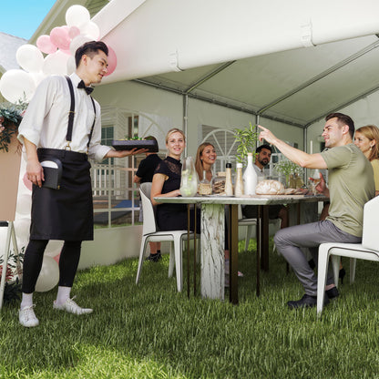 Party Gazebo Carport 6x4m Pergola Canopy Pavilion 4 Side Panels Windows Anti-UV for Events Weddings Steel PE White