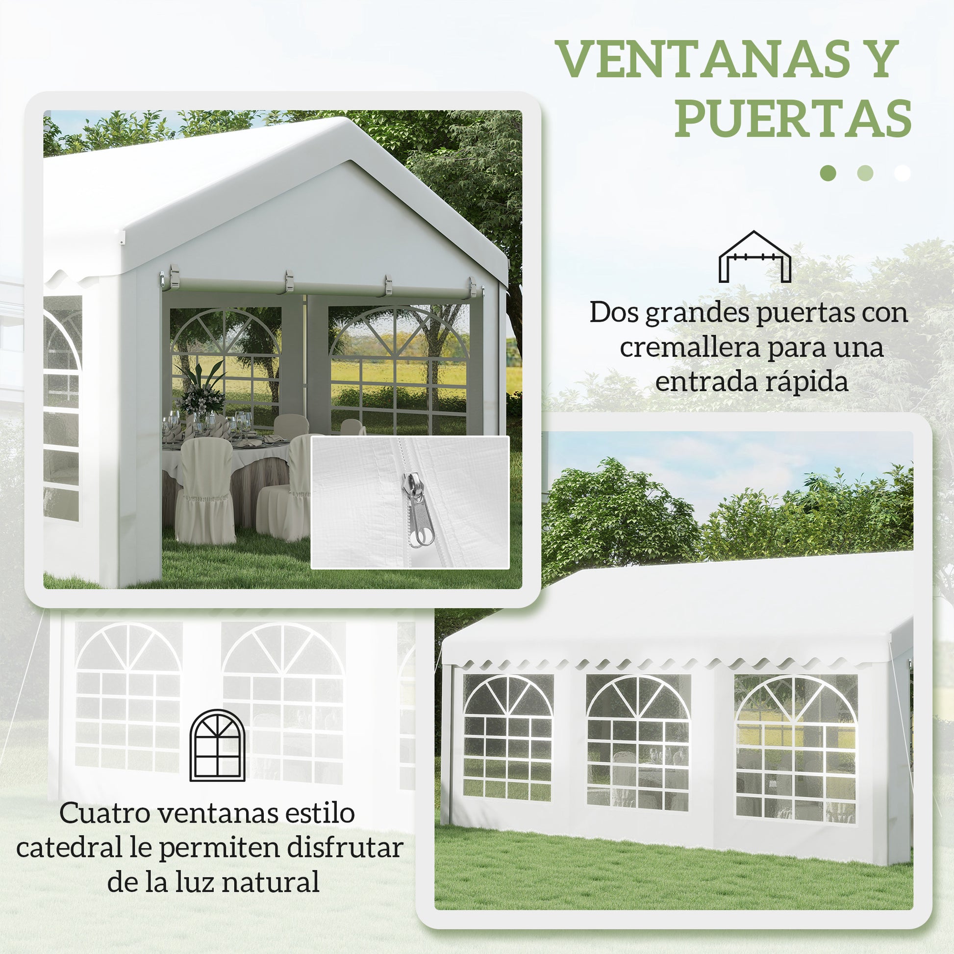 Party Gazebo Carport 6x4m Pergola Canopy Pavilion 4 Side Panels Windows Anti-UV for Events Weddings Steel PE White