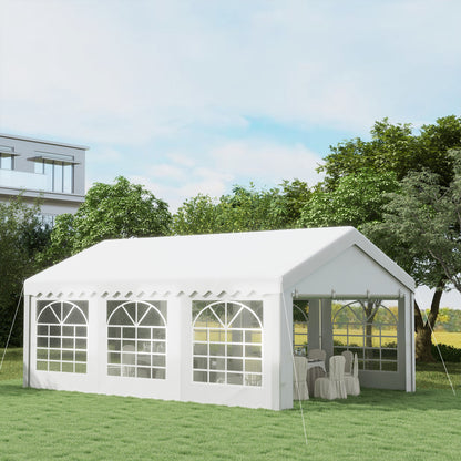 Party Gazebo Carport 6x4m Pergola Canopy Pavilion 4 Side Panels Windows Anti-UV for Events Weddings Steel PE White