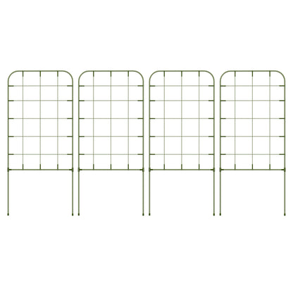 Set of 4 Garden Trellises Plant Supports with Steel Frame for Fruits Vegetables Flowers Outdoor Decoration Patio Terrace 40x90 cm Green