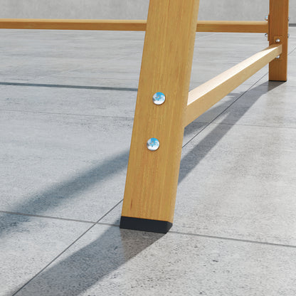 2-Seater Outdoor Garden Swing Wood Grain Patio Swing with Adjustable Canopy and Metal Frame Load 240 kg 142x112x162 cm Natural and Beige