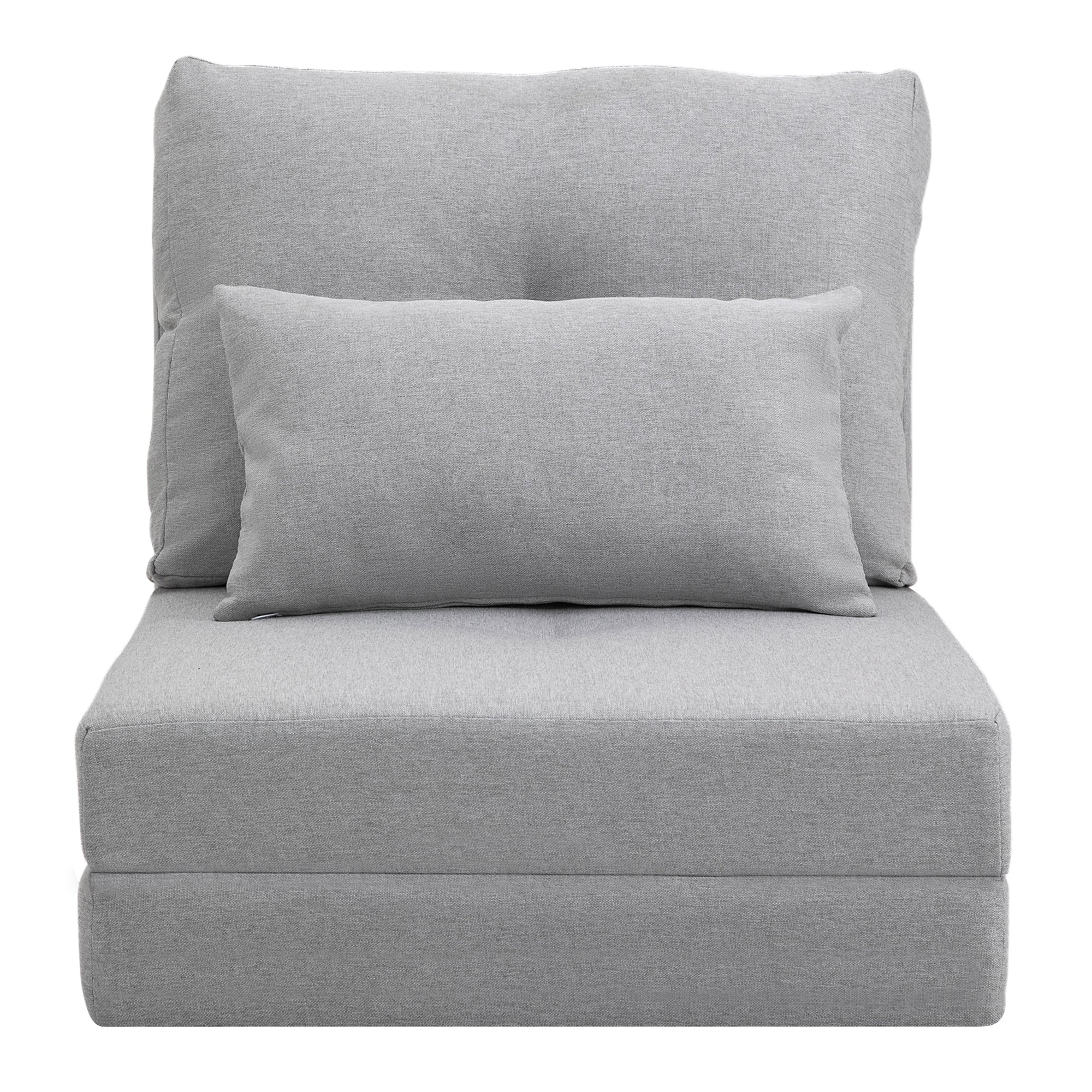 Floor Chair 2-in-1 Folding Bed with Adjustable Backrest Floor Sofa with Decorative Cushions, Floor Seat Cushion for Living Room, Bedroom, Linen, Gray