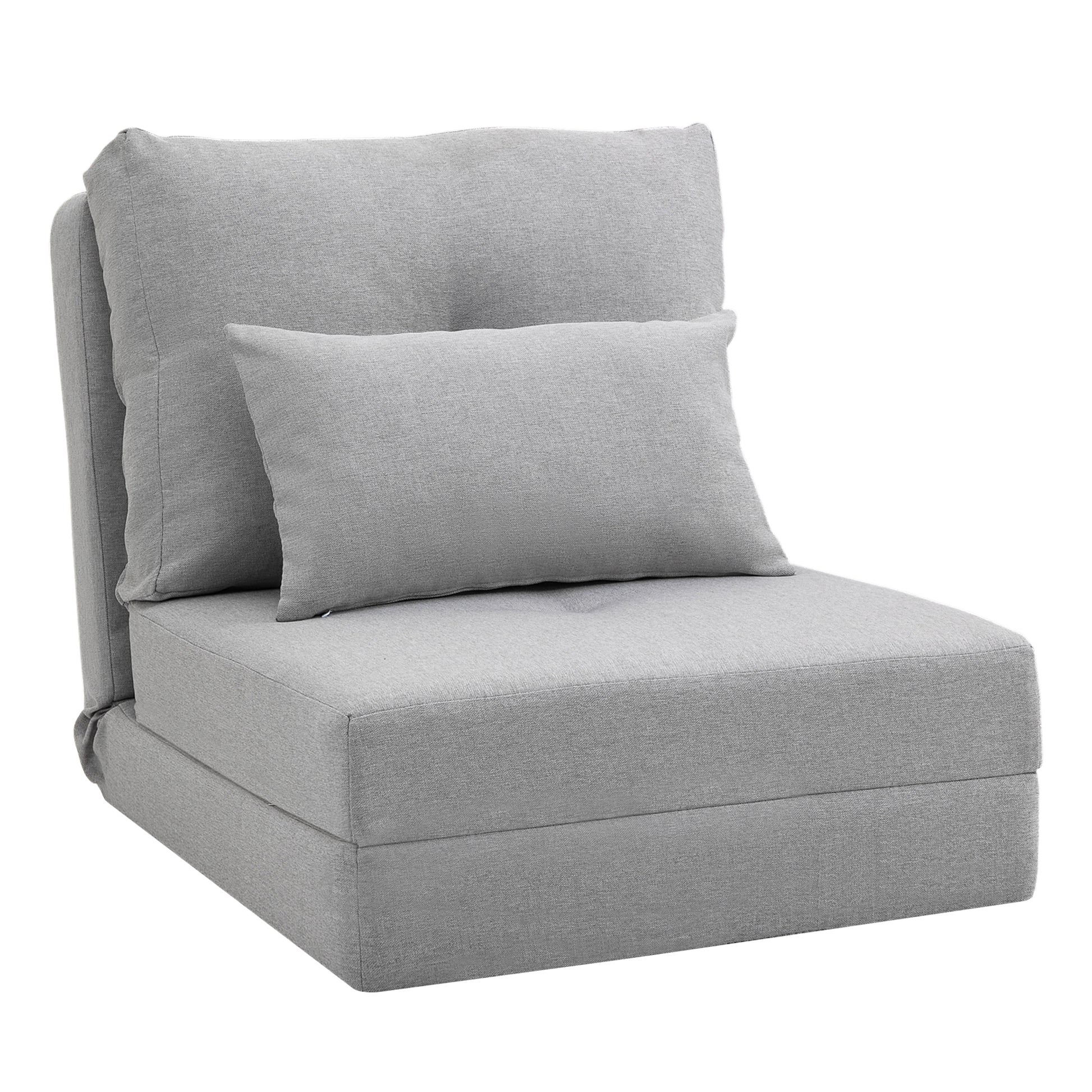 Floor Chair 2-in-1 Folding Bed with Adjustable Backrest Floor Sofa with Decorative Cushions, Floor Seat Cushion for Living Room, Bedroom, Linen, Gray