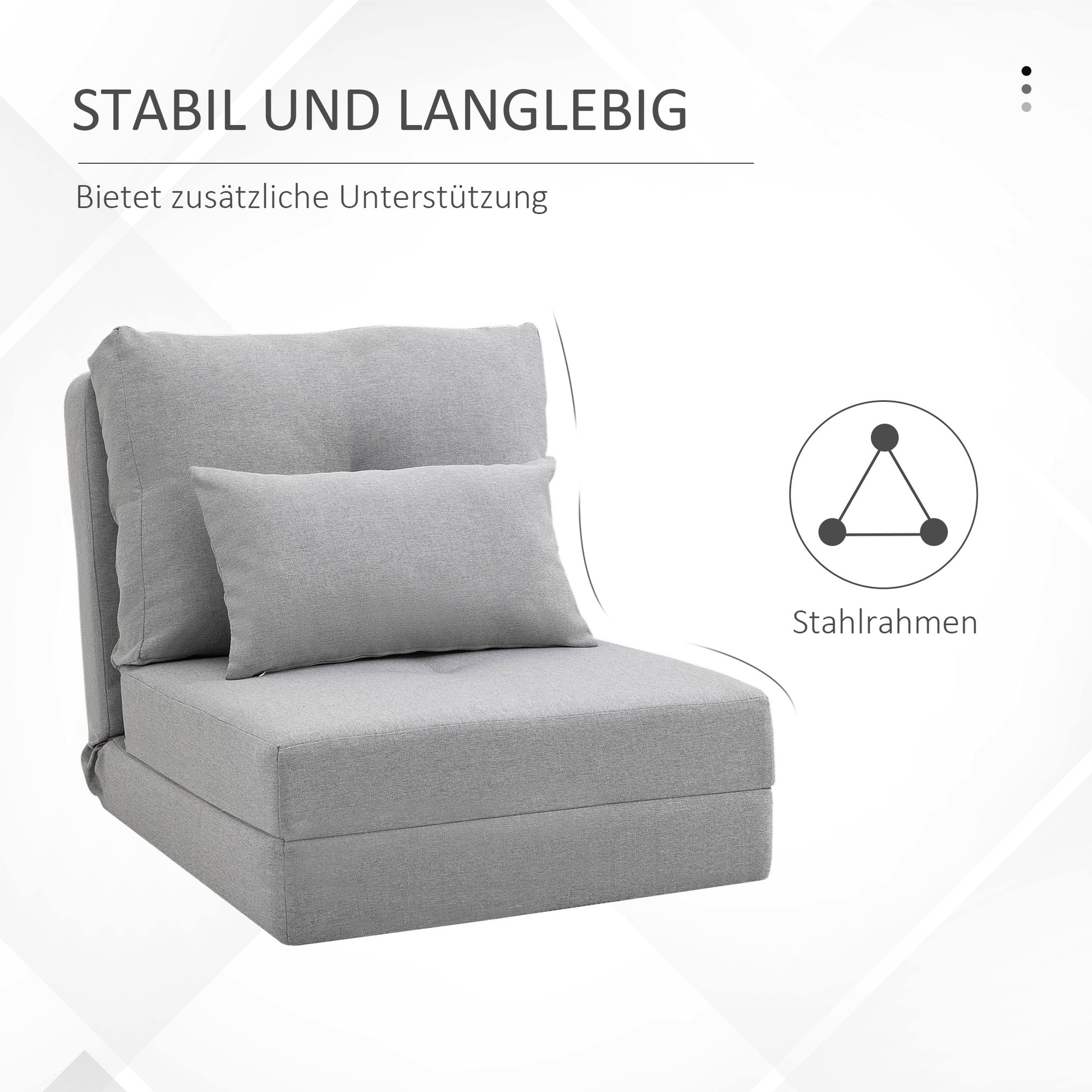 Floor Chair 2-in-1 Folding Bed with Adjustable Backrest Floor Sofa with Decorative Cushions, Floor Seat Cushion for Living Room, Bedroom, Linen, Gray