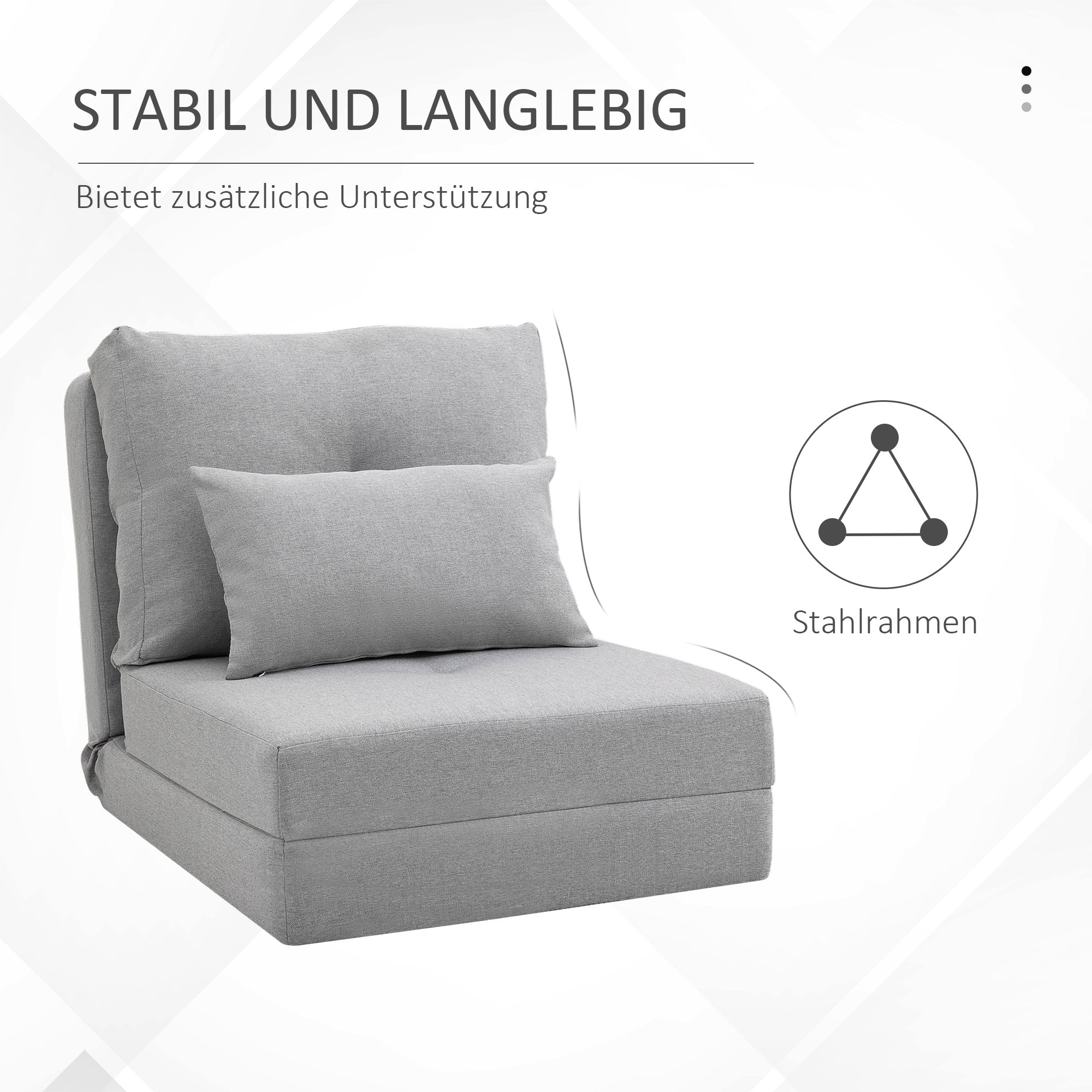 Floor Chair 2-in-1 Folding Bed with Adjustable Backrest Floor Sofa with Decorative Cushions, Floor Seat Cushion for Living Room, Bedroom, Linen, Gray