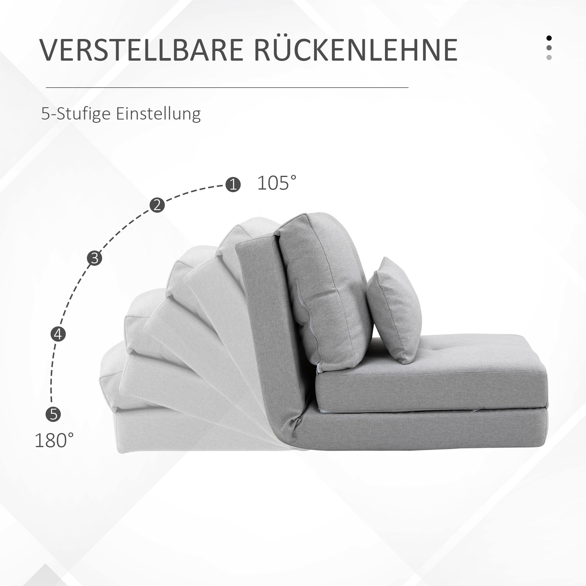 Floor Chair 2-in-1 Folding Bed with Adjustable Backrest Floor Sofa with Decorative Cushions, Floor Seat Cushion for Living Room, Bedroom, Linen, Gray