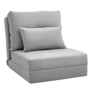 Floor Chair 2-in-1 Folding Bed with Adjustable Backrest Floor Sofa with Decorative Cushions, Floor Seat Cushion for Living Room, Bedroom, Linen, Gray