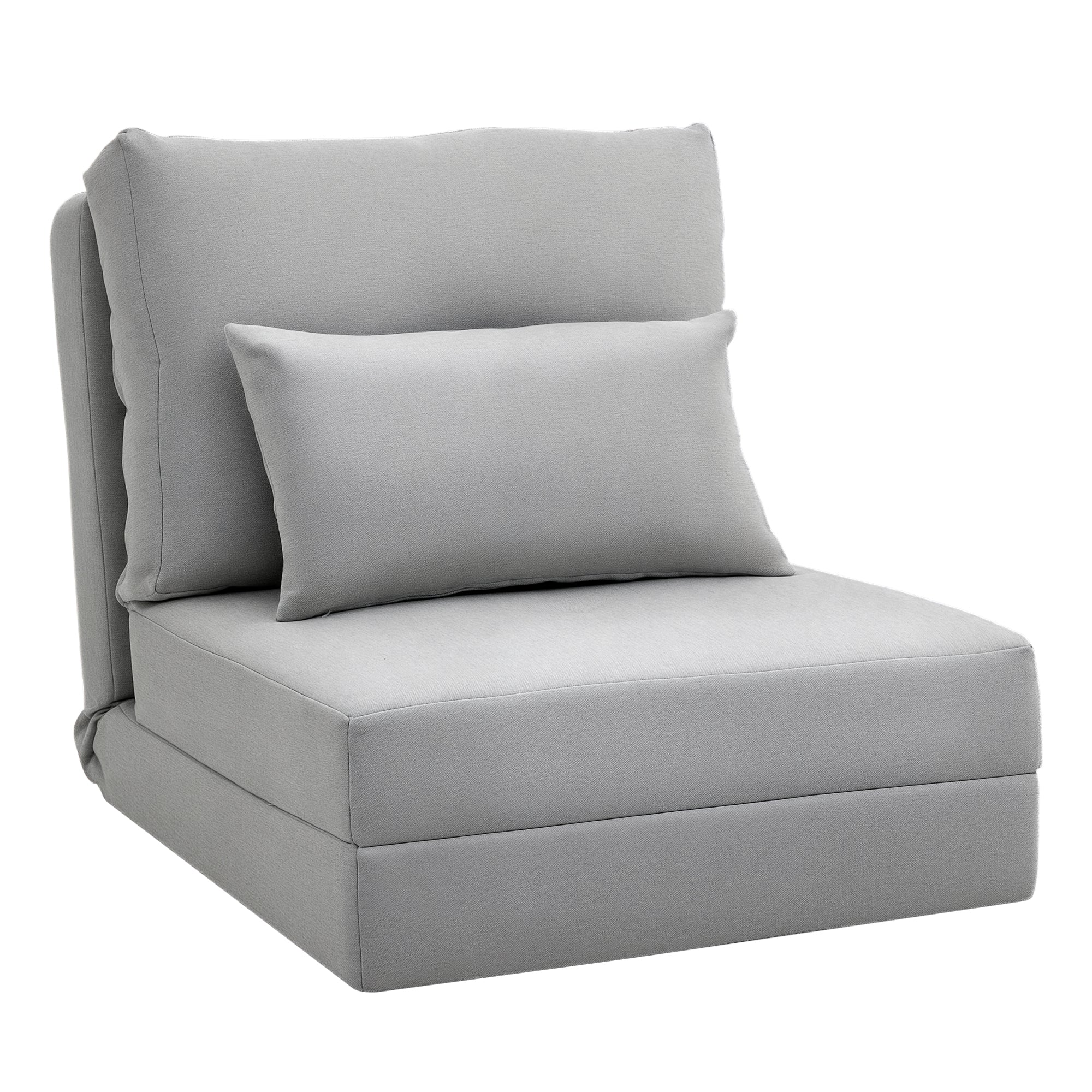 Floor Chair 2-in-1 Folding Bed with Adjustable Backrest Floor Sofa with Decorative Cushions, Floor Seat Cushion for Living Room, Bedroom, Linen, Gray