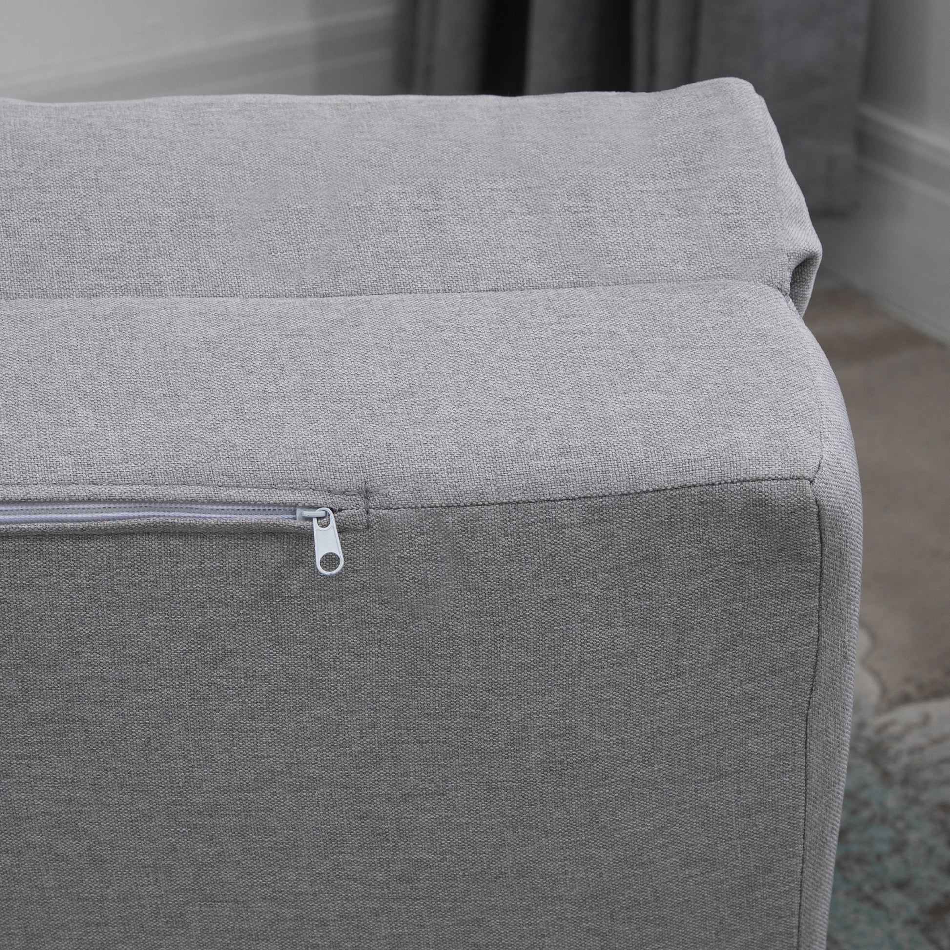 Floor Chair 2-in-1 Folding Bed with Adjustable Backrest Floor Sofa with Decorative Cushions, Floor Seat Cushion for Living Room, Bedroom, Linen, Gray